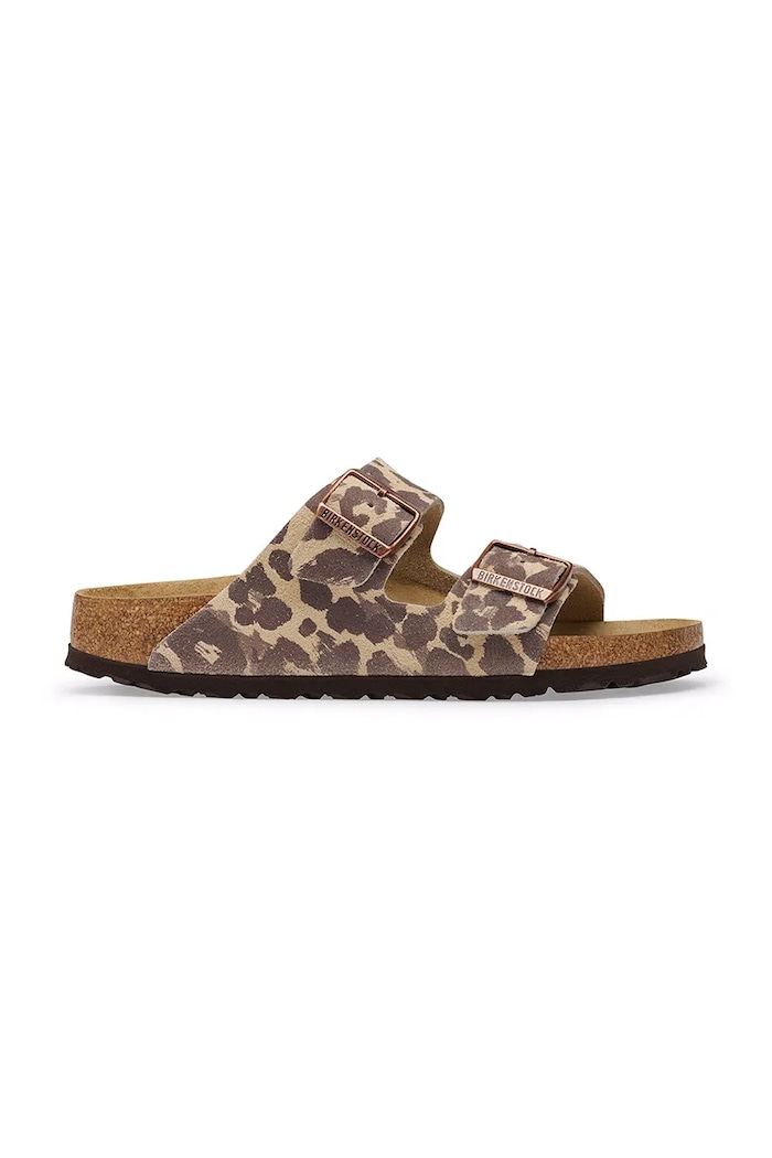 Birkenstock klapki damskie zamszowe Arizona Suede Leather Leopard beżowy 1033330