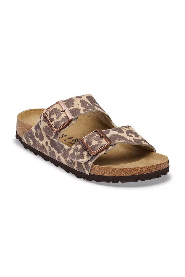 Birkenstock klapki damskie zamszowe Arizona Suede Leather Leopard 1033330 beżowy AW26