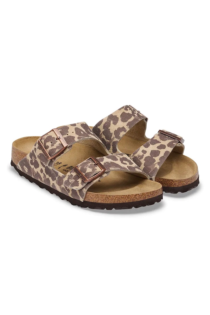Обувки Birkenstock Arizona Suede Leather Leopard чехли дамски от велур 1033330 бежов