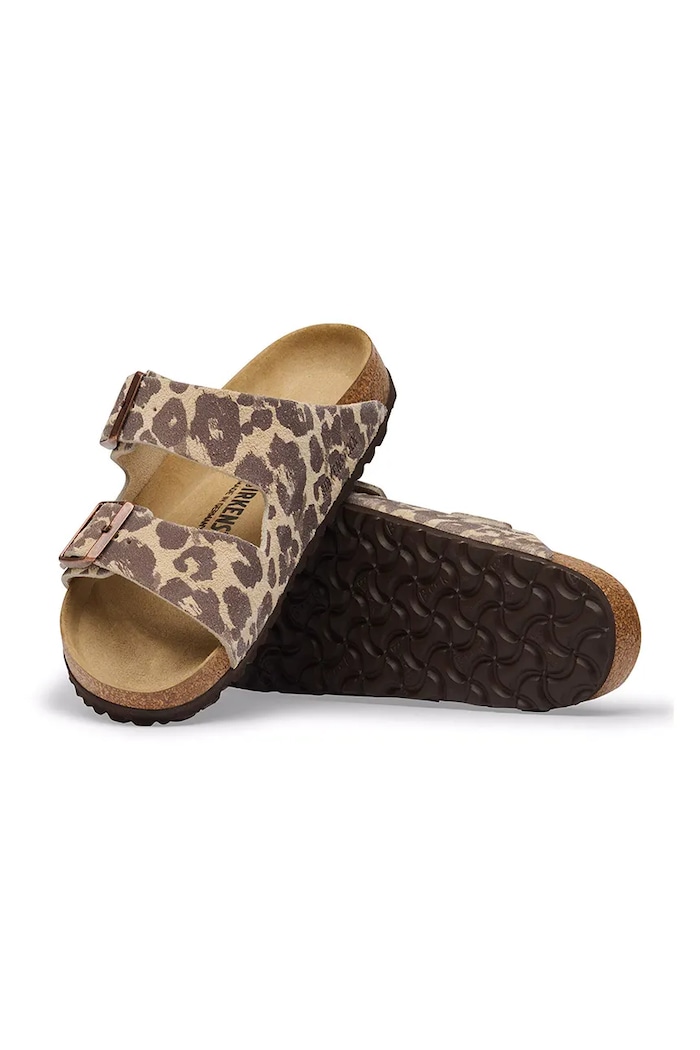 Birkenstock klapki damskie zamszowe Arizona Suede Leather Leopard beżowy 1033330