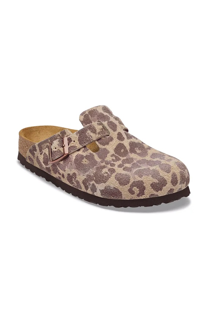 Birkenstock чехли сабо дамски от велур Boston Suede Leather Leopard 1033324. бежов AW26