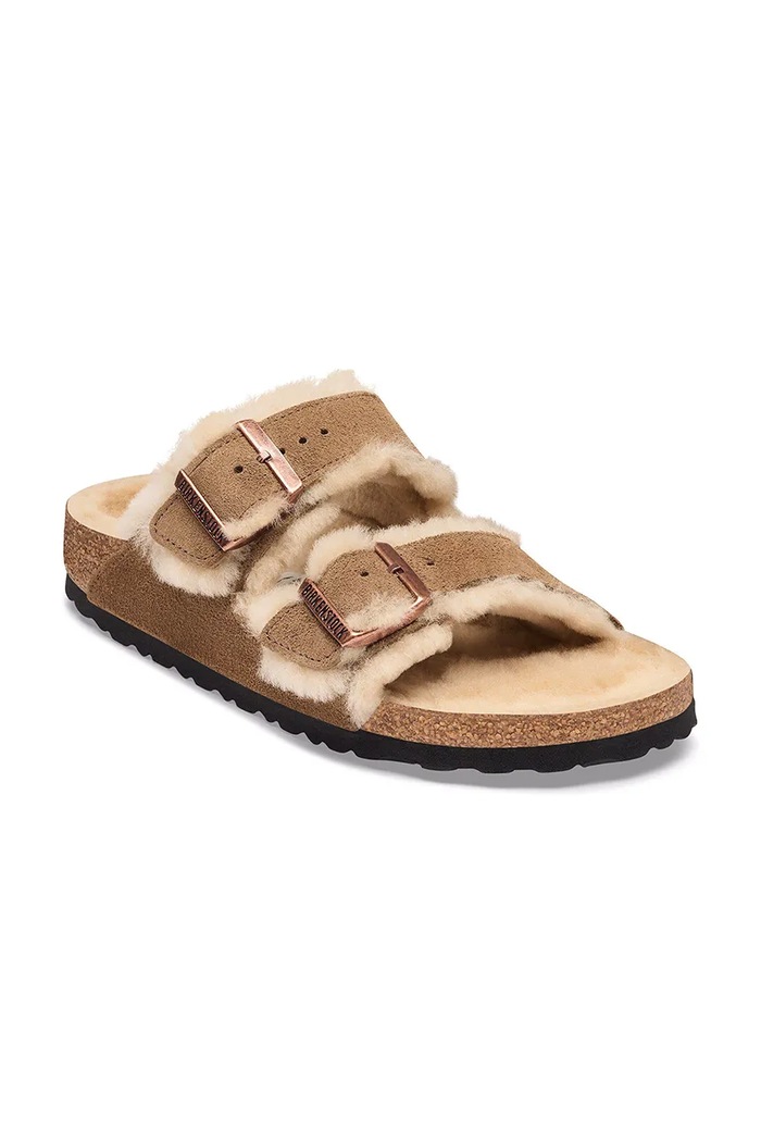 Birkenstock Šľapky dámske semišové Arizona Shearling Suede Leather 1033169 hnedá AW26