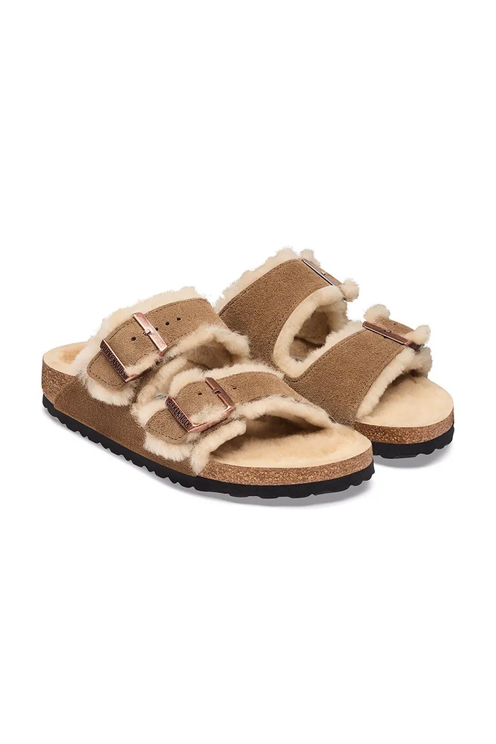Obuv Birkenstock Šľapky dámske semišové Arizona Shearling Suede Leather 1033169 hnedá