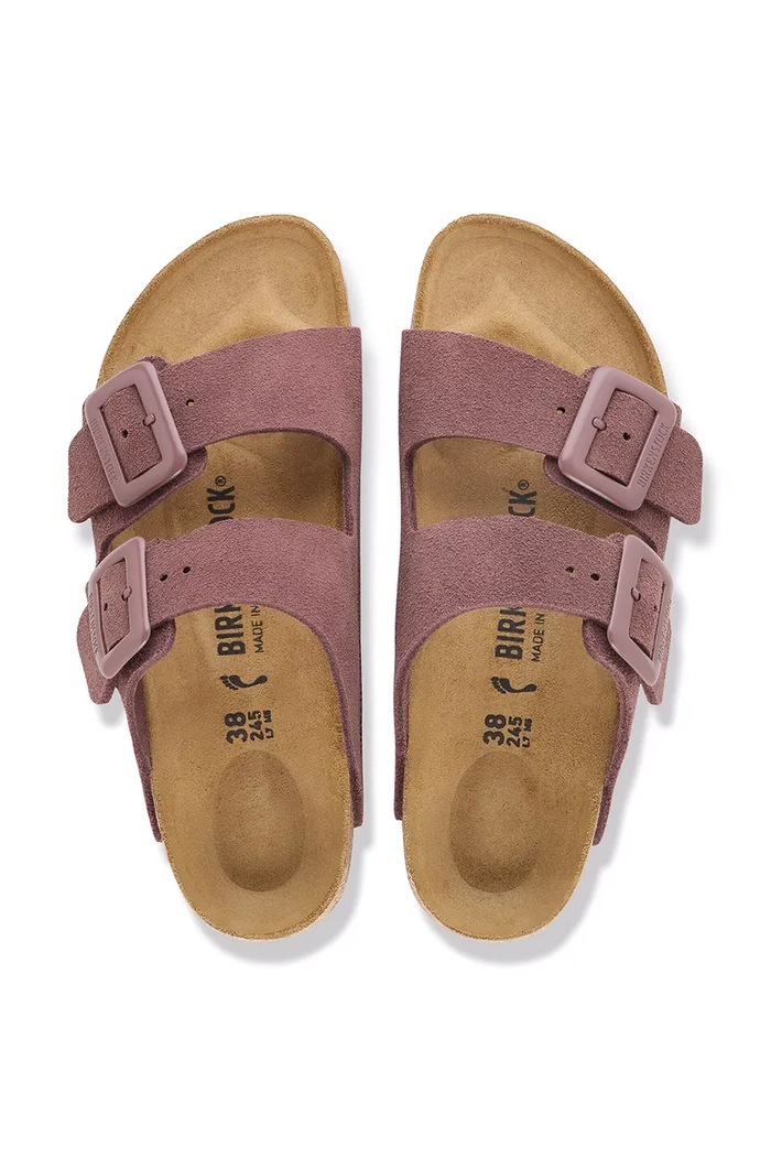 Arizona Suede Cushion Buckle natikače za žene od brušene kože Birkenstock roza 1033103