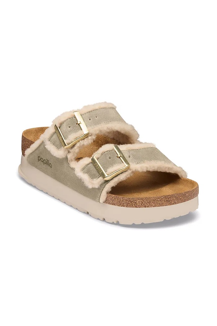 Birkenstock Natikače za žene x Papillio Arizona Teddy Edge Flex Platform 1033101 bež AW26