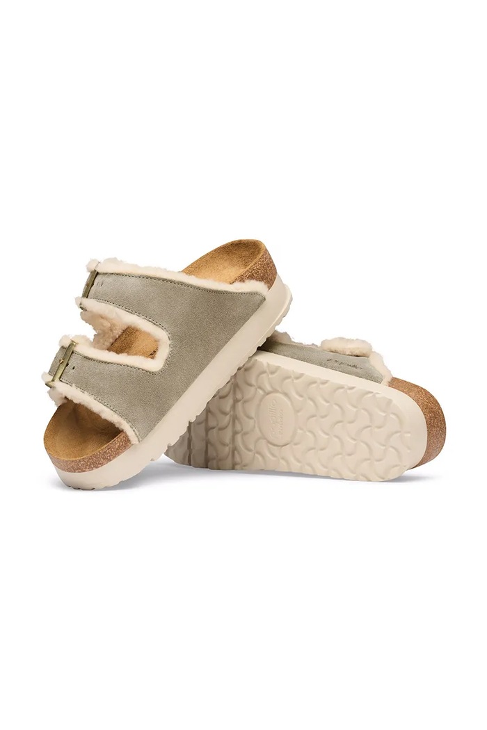 Natikače za žene x Papillio Arizona Teddy Edge Flex Platform Birkenstock 1033101 bež