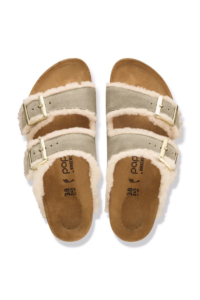 Natikače za žene x Papillio Arizona Teddy Edge Flex Platform Birkenstock bež 1033101