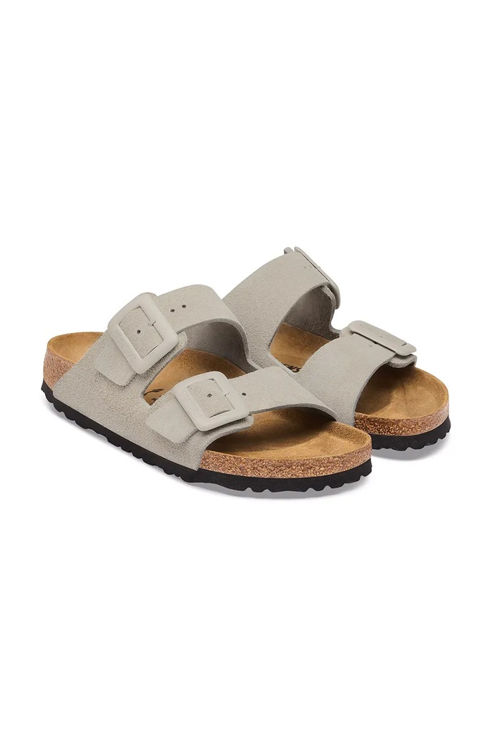 Boty Birkenstock Arizona Suede Cushion Buckle pantofle dámské semišové 1033088 béžová