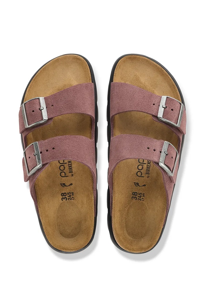 Obuwie Birkenstock klapki damskie zamszowe Arizona Chunky Suede Leather 1033081 różowy