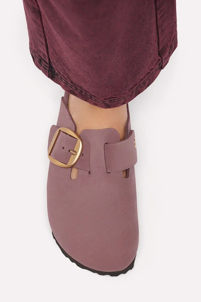 Birkenstock natikače mules za žene od nubuka Boston Big Buckle Nubuck Leather 1033010