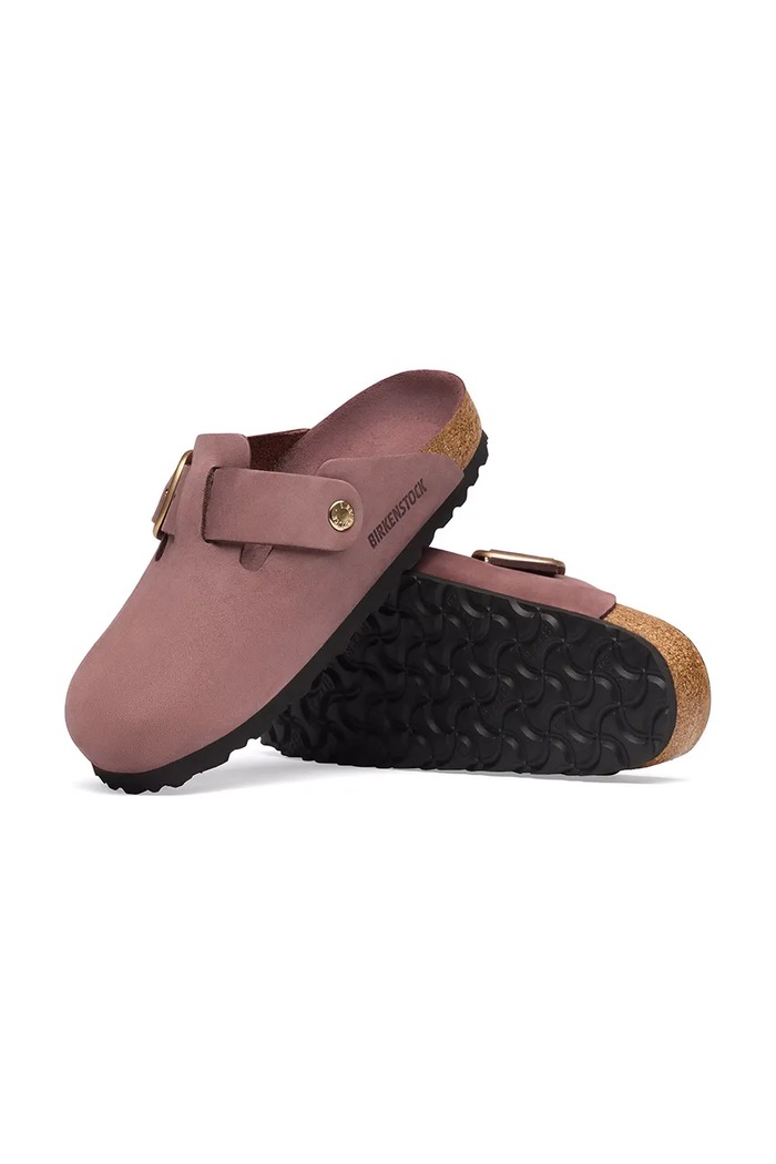 Birkenstock natikače mules za žene od nubuka Boston Big Buckle Nubuck Leather roza 1033010