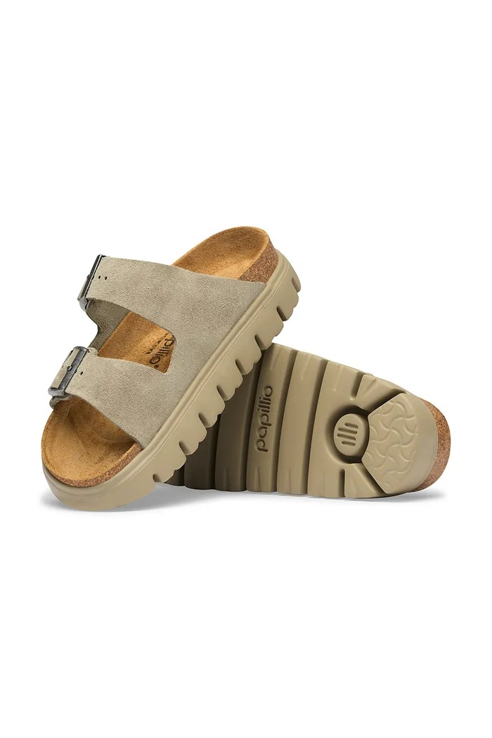 Birkenstock x Papillio жіночі замшеві шльопанці Arizona Chunky Suede Leather бежевий 1032996