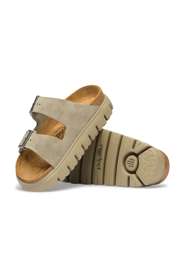 Birkenstock x Papillio жіночі замшеві шльопанці Arizona Chunky Suede Leather бежевий 1032996
