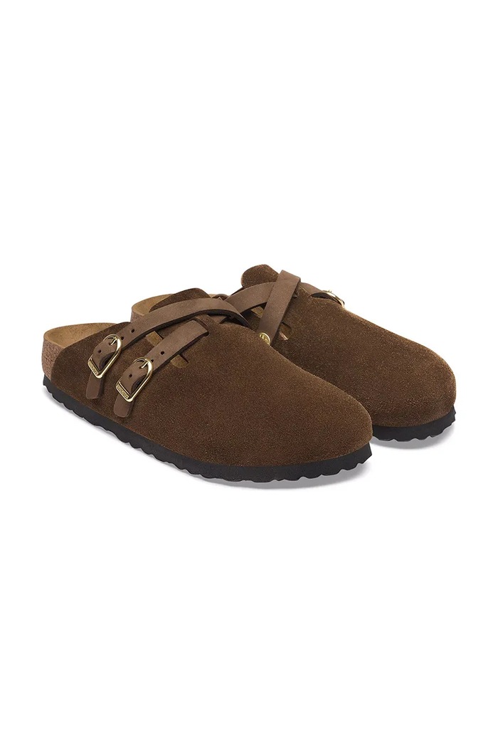 Shoes Birkenstock Blair Suede Leather slides mules Women's suede 1032983. brown