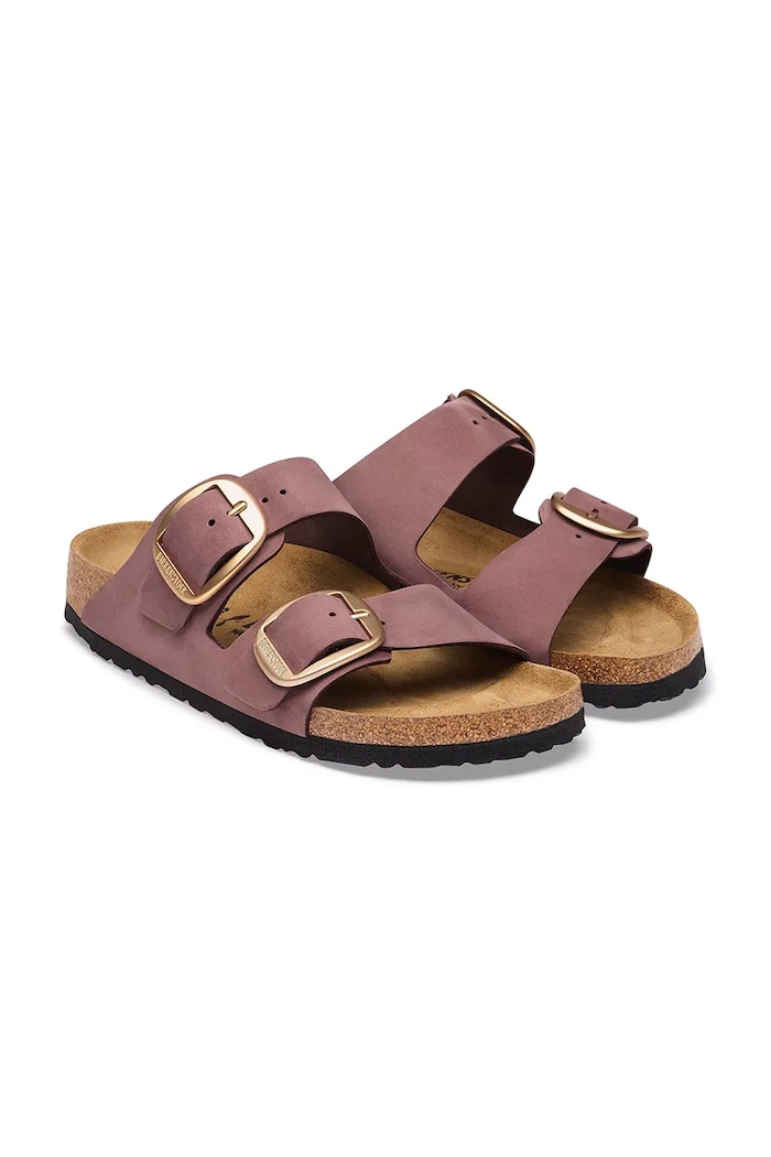 Obuwie Birkenstock klapki damskie nubukowe Arizona Big Buckle Nubuck Leather 1032970. różowy
