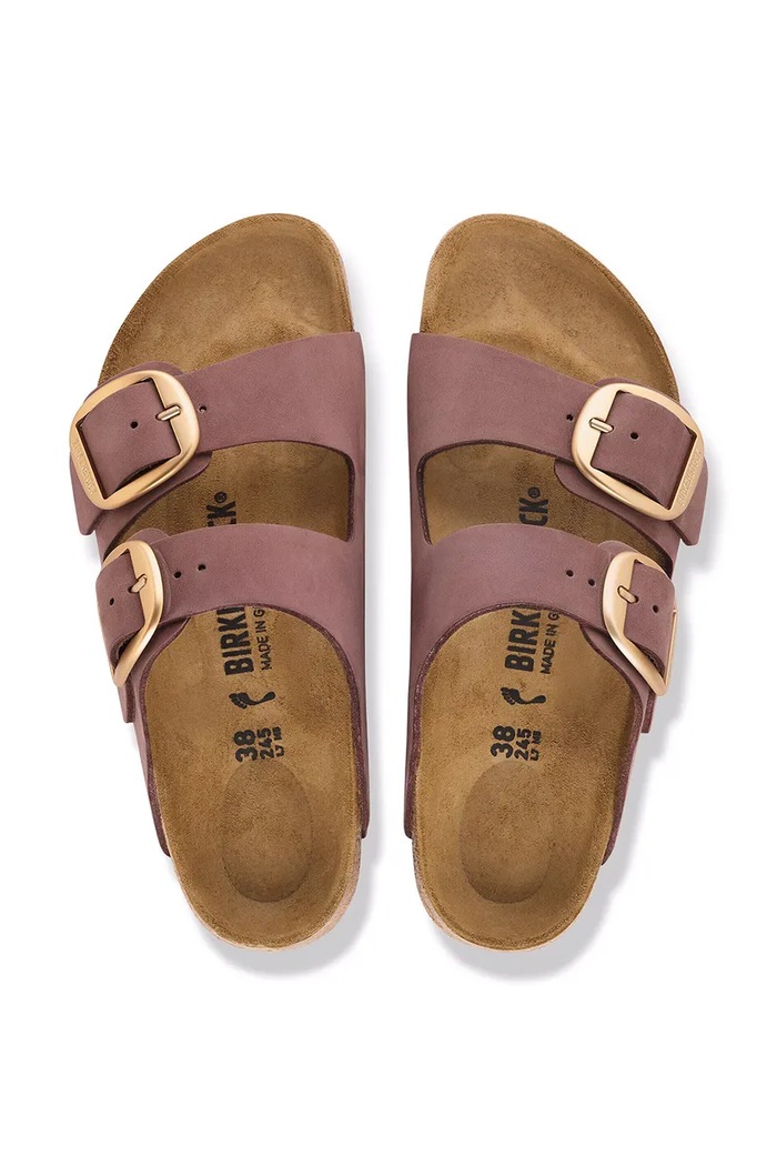 Birkenstock klapki damskie nubukowe Arizona Big Buckle Nubuck Leather 1032970. różowy