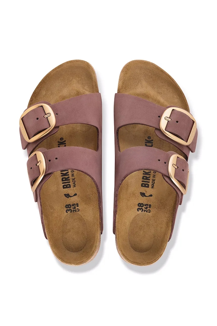 Birkenstock klapki damskie nubukowe Arizona Big Buckle Nubuck Leather 1032970. różowy