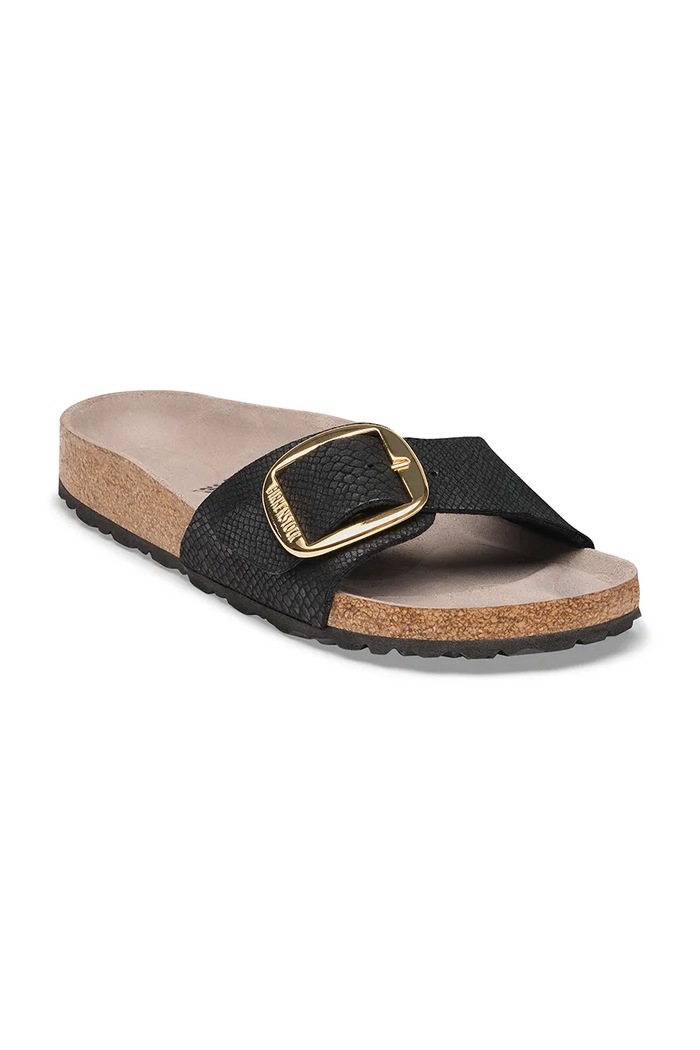 Birkenstock klapki damskie Madrid Big Buckle Synthetics Python 1032965 czarny AW26