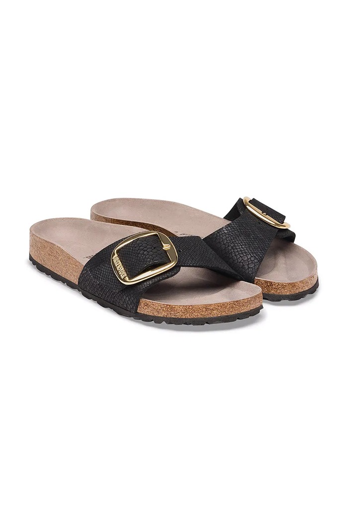Obuv Birkenstock šľapky dámske Madrid Big Buckle Synthetics Python 1032965 čierna