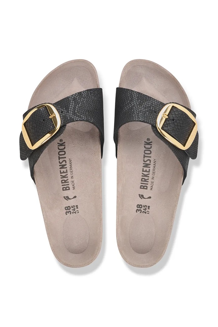 Obuwie Birkenstock klapki damskie Madrid Big Buckle Synthetics Python 1032965 czarny