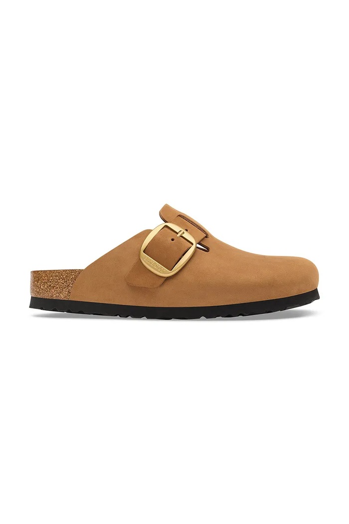 Birkenstock natikači ženski nubuk Boston Big Buckle Nubuck Leather rjava 1032949
