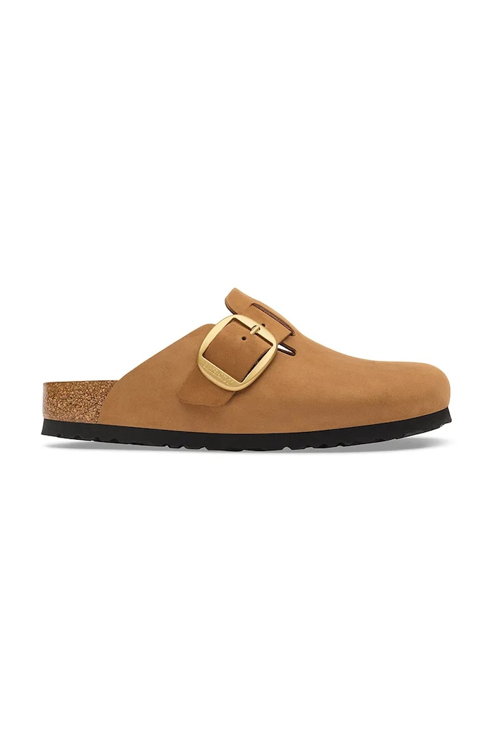 Birkenstock natikači ženski nubuk Boston Big Buckle Nubuck Leather rjava 1032949