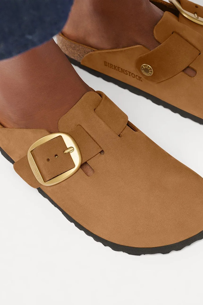Birkenstock natikači ženski nubuk Boston Big Buckle Nubuck Leather 1032949