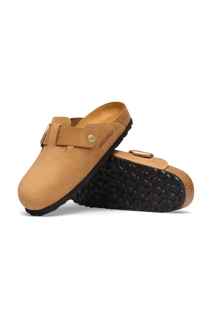 Birkenstock natikači ženski nubuk Boston Big Buckle Nubuck Leather rjava 1032949