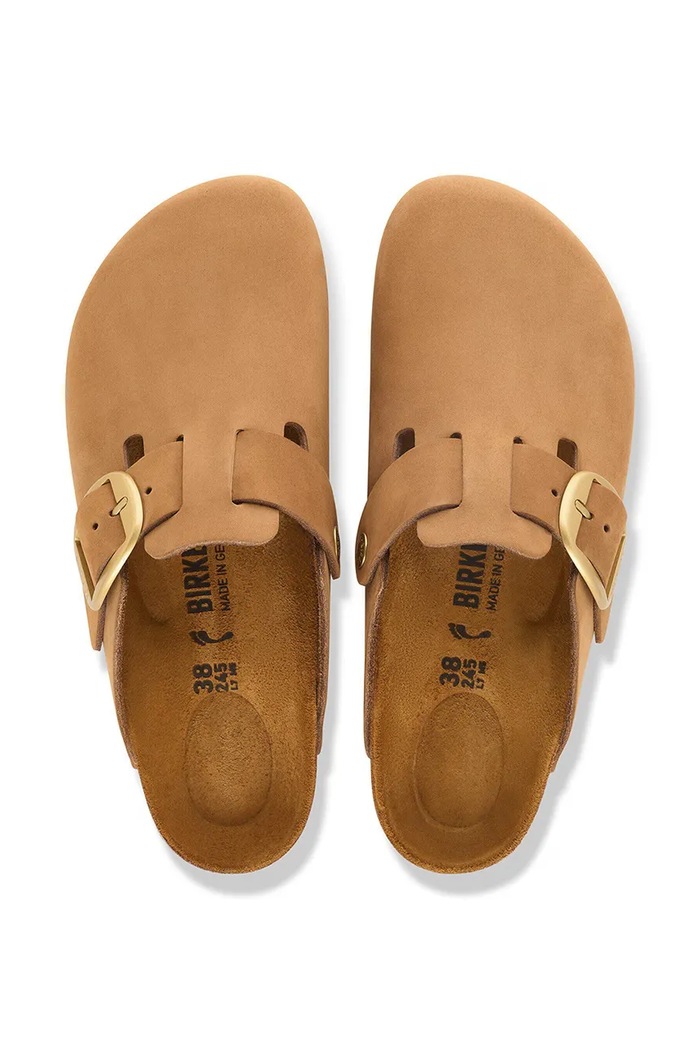Birkenstock natikači ženski nubuk Boston Big Buckle Nubuck Leather 1032949 rjava