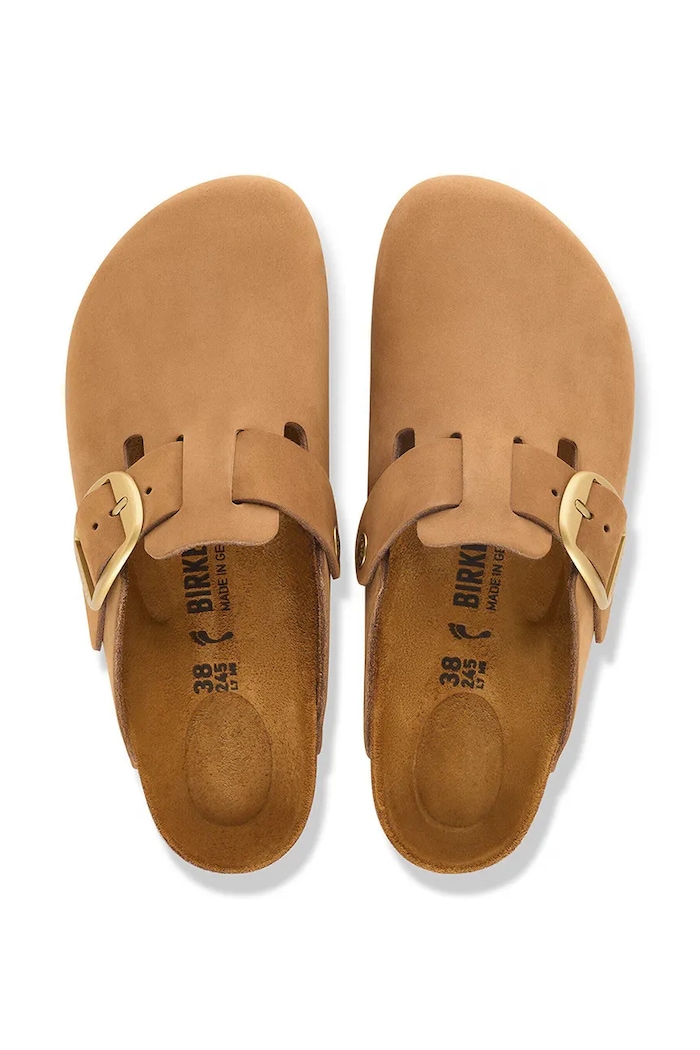 Birkenstock natikači ženski nubuk Boston Big Buckle Nubuck Leather 1032949 rjava