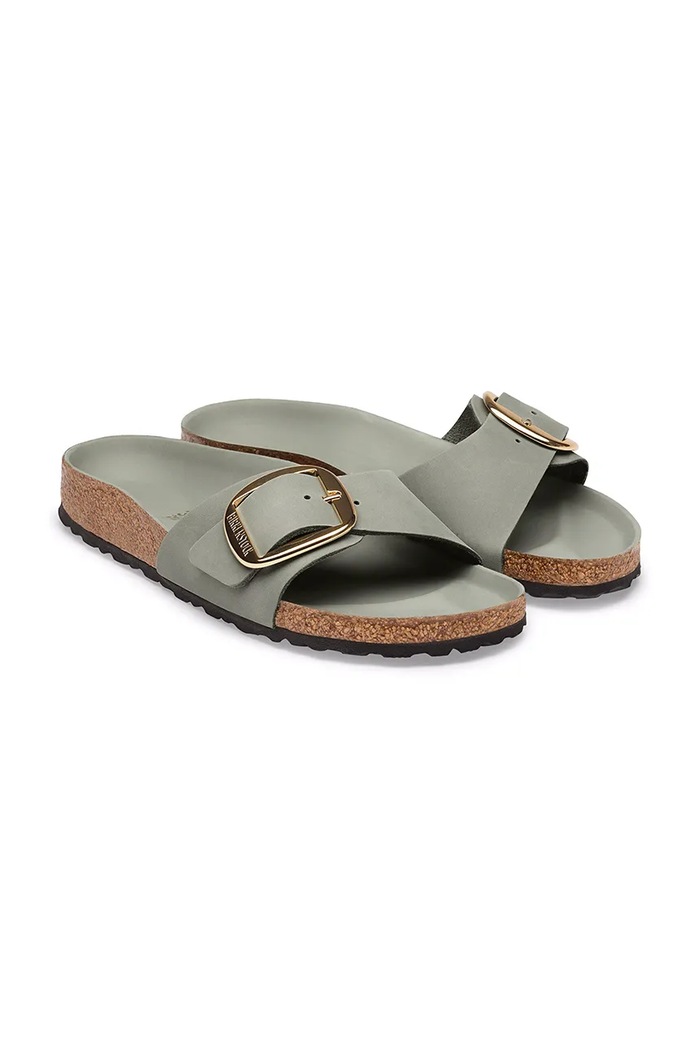 Obuwie Birkenstock klapki damskie skórzane Madrid Big Buckle Oiled Leather 1032945 zielony