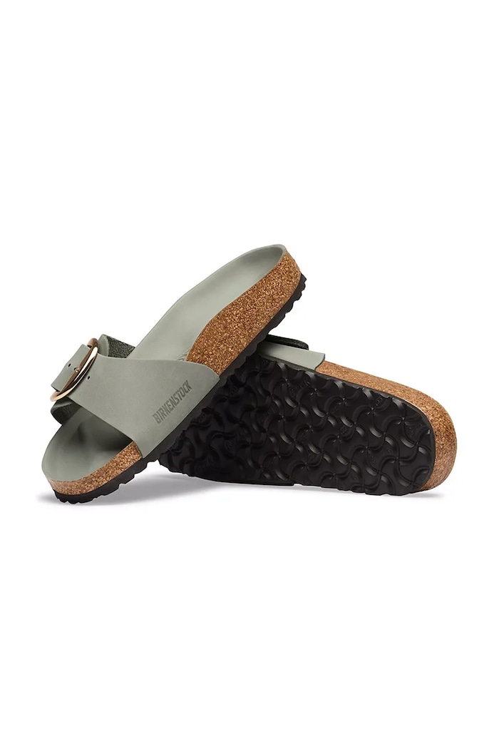 Birkenstock шлёпанцы для женщин кожаные Madrid Big Buckle Oiled Leather зелёный 1032945