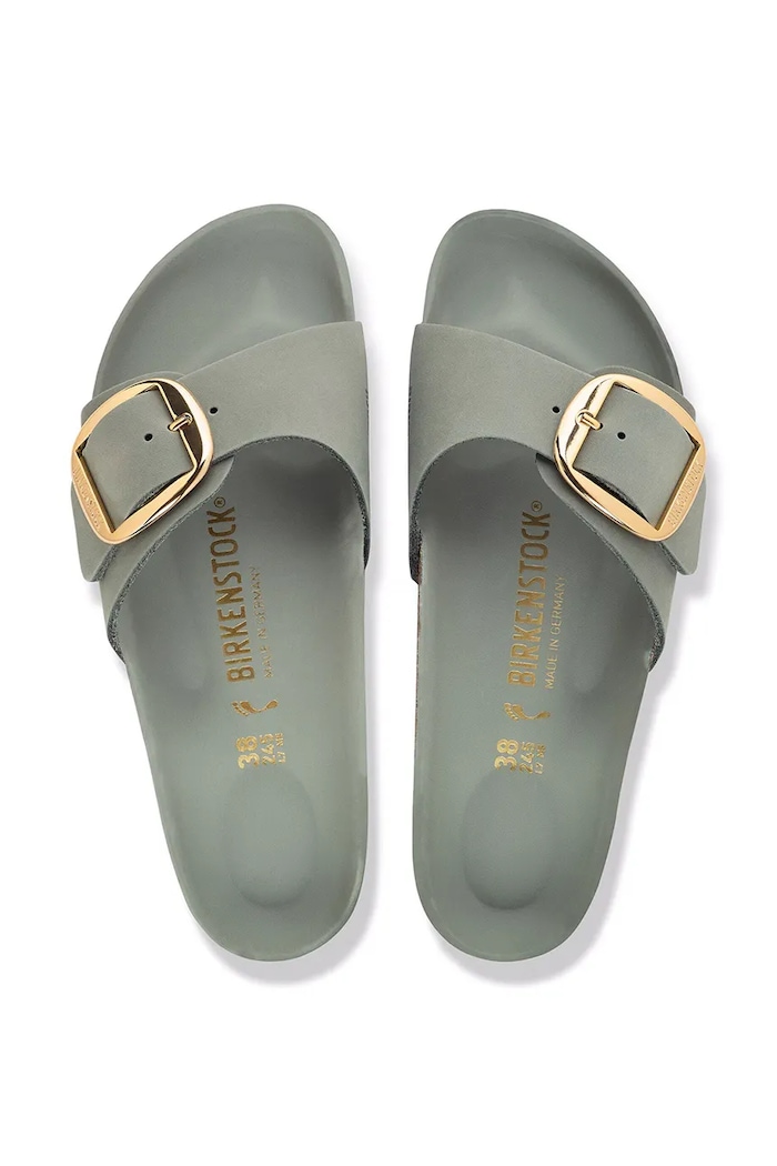 Birkenstock шлёпанцы для женщин кожаные Madrid Big Buckle Oiled Leather 1032945 зелёный