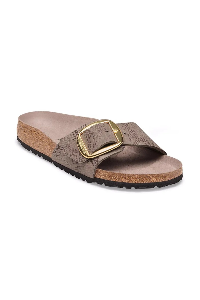 Birkenstock šľapky na plochom podpätku dámske Madrid Big Buckle Synthetics 1032935 béžová AW26