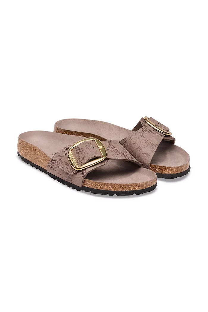 Obuv Birkenstock šľapky na plochom podpätku dámske Madrid Big Buckle Synthetics 1032935 béžová