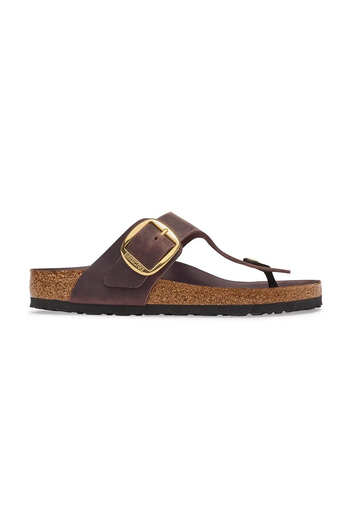 Birkenstock japonki damskie skórzane Gizeh Big Buckle Oiled Leather brązowy 1032934