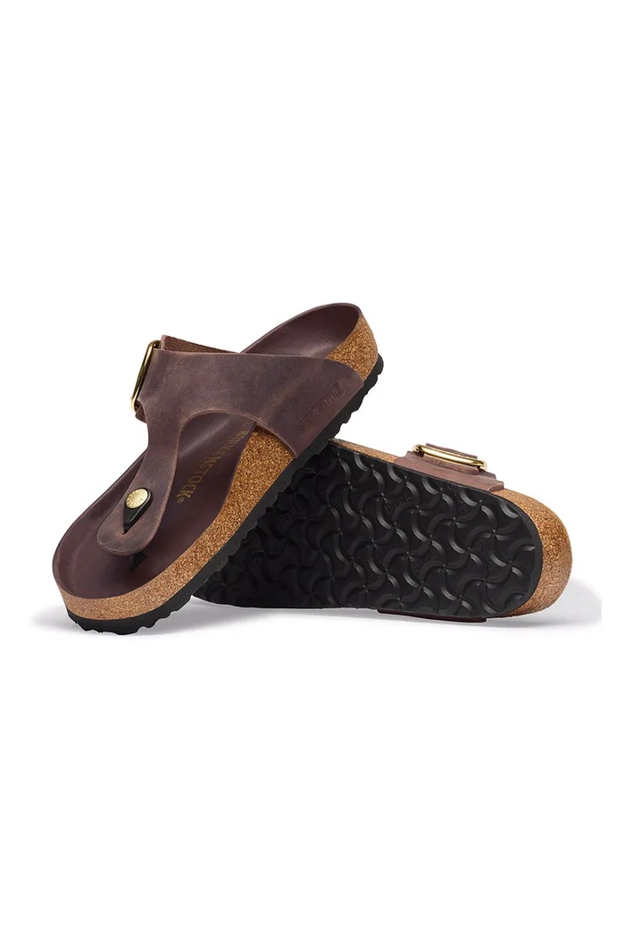 Birkenstock japonki damskie skórzane Gizeh Big Buckle Oiled Leather brązowy 1032934
