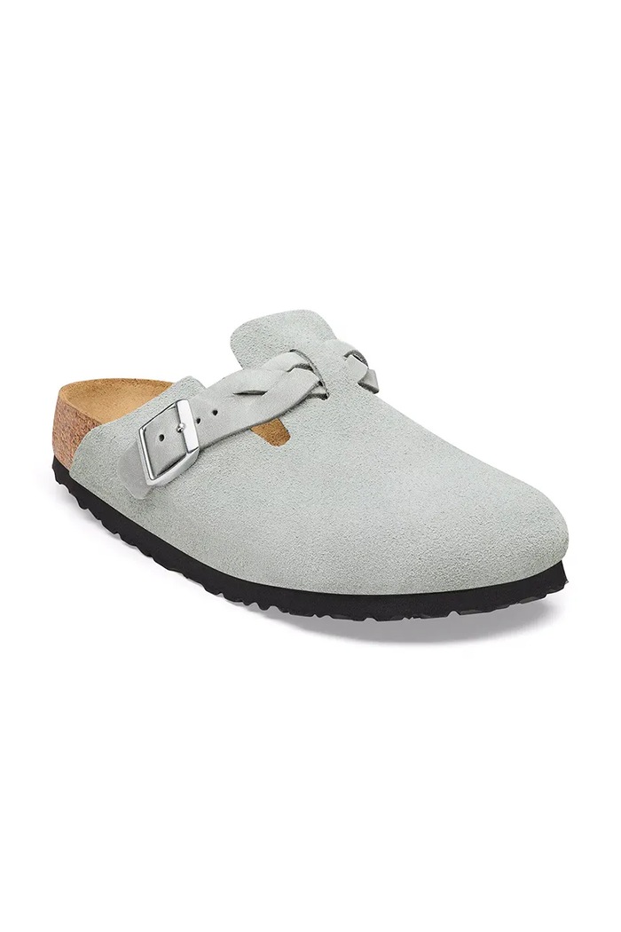 Birkenstock klapki mules damskie zamszowe Boston Braided Suede Leather 1032933 niebieski AW26