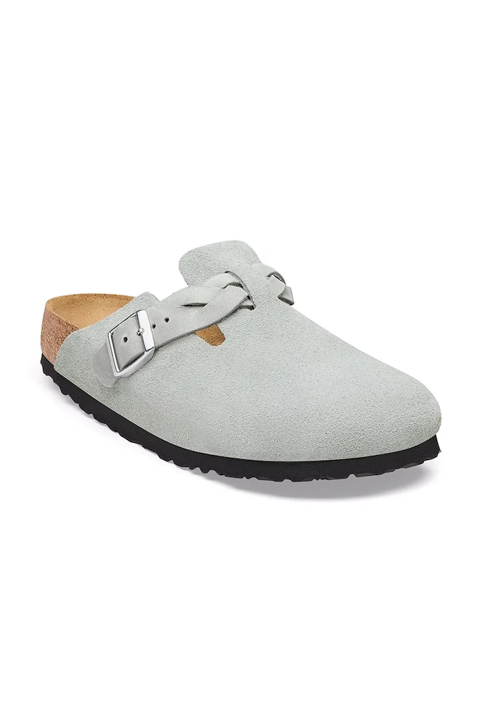 Birkenstock klapki mules damskie zamszowe Boston Braided Suede Leather 1032933 niebieski AW26