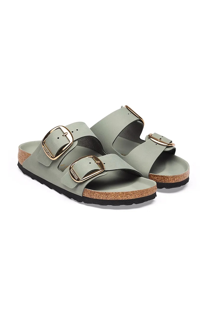 Обувь Birkenstock шлёпанцы для женщин кожаные Arizona Big Buckle Oiled Leather 1032932 зелёный