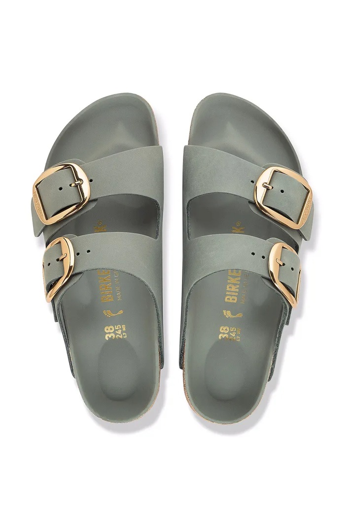Birkenstock klapki damskie skórzane Arizona Big Buckle Oiled Leather zielony 1032932