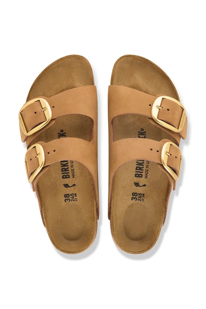 Obuwie Birkenstock klapki damskie Arizona Big Buckle Nubuck Leather 1032931 brązowy
