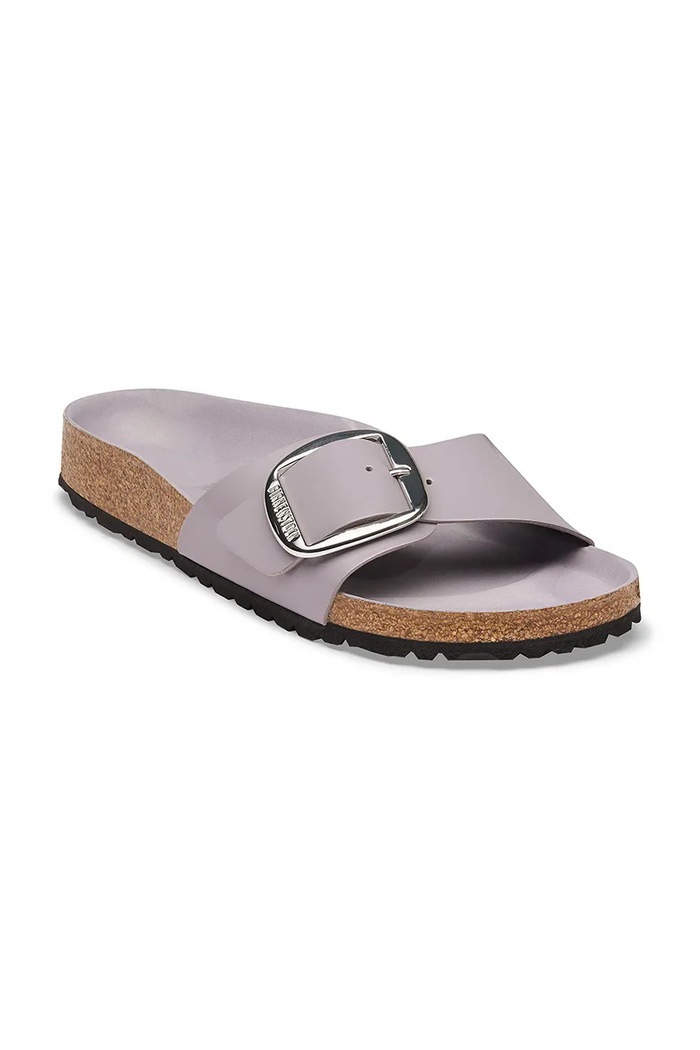 Birkenstock šľapky dámske kožené Madrid Big Buckle Natural Leather Patent 1032921 fialová AW26