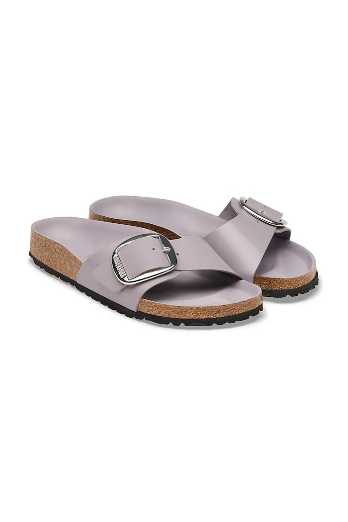 Obuwie Birkenstock klapki damskie skórzane Madrid Big Buckle Natural Leather Patent 1032921 fioletowy