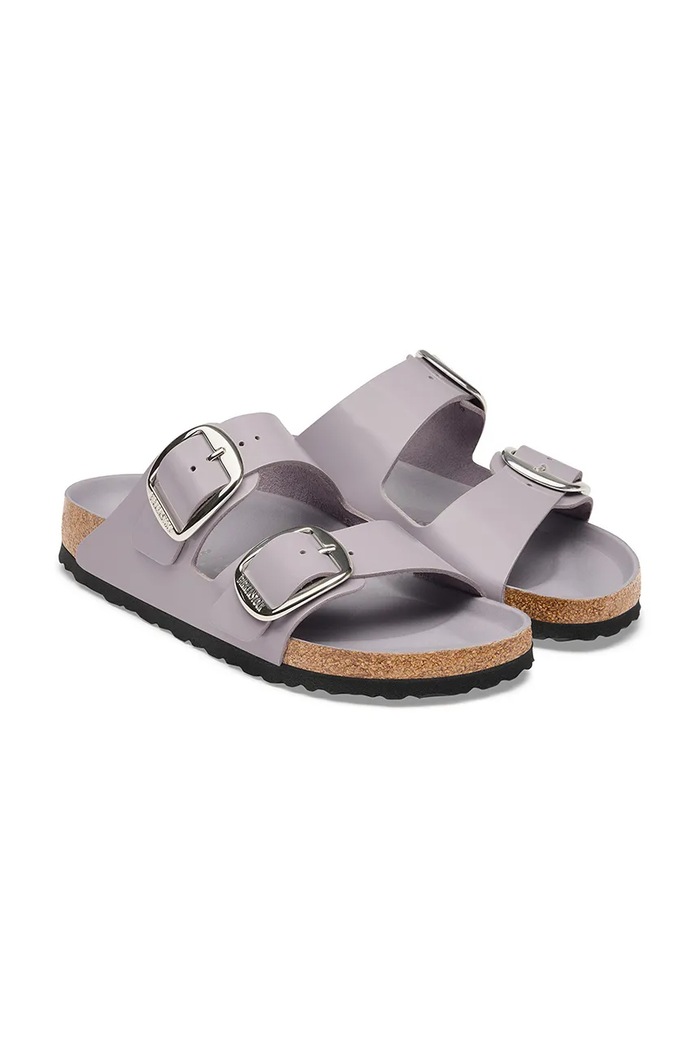 Obuv Birkenstock šľapky dámske kožené Arizona Big Buckle Natural Leather Patent 1032919 fialová