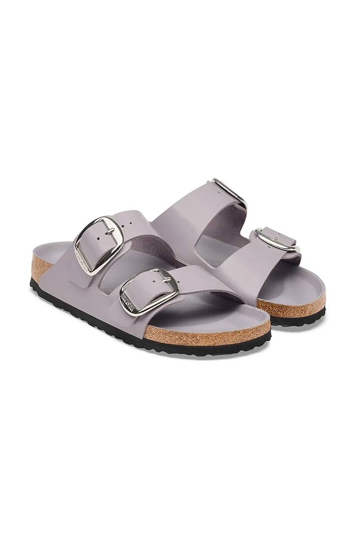 Obuwie Birkenstock klapki damskie skórzane Arizona Big Buckle Natural Leather Patent 1032919 fioletowy