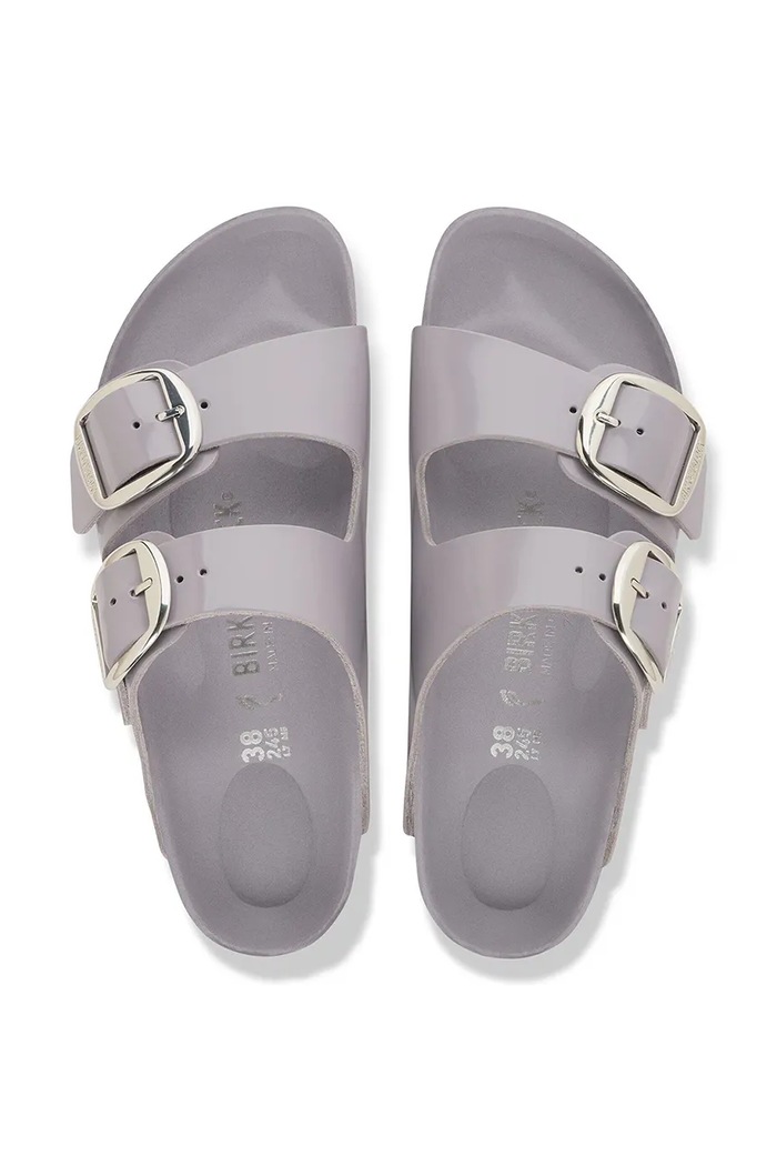 Birkenstock klapki damskie skórzane Arizona Big Buckle Natural Leather Patent 1032919 fioletowy