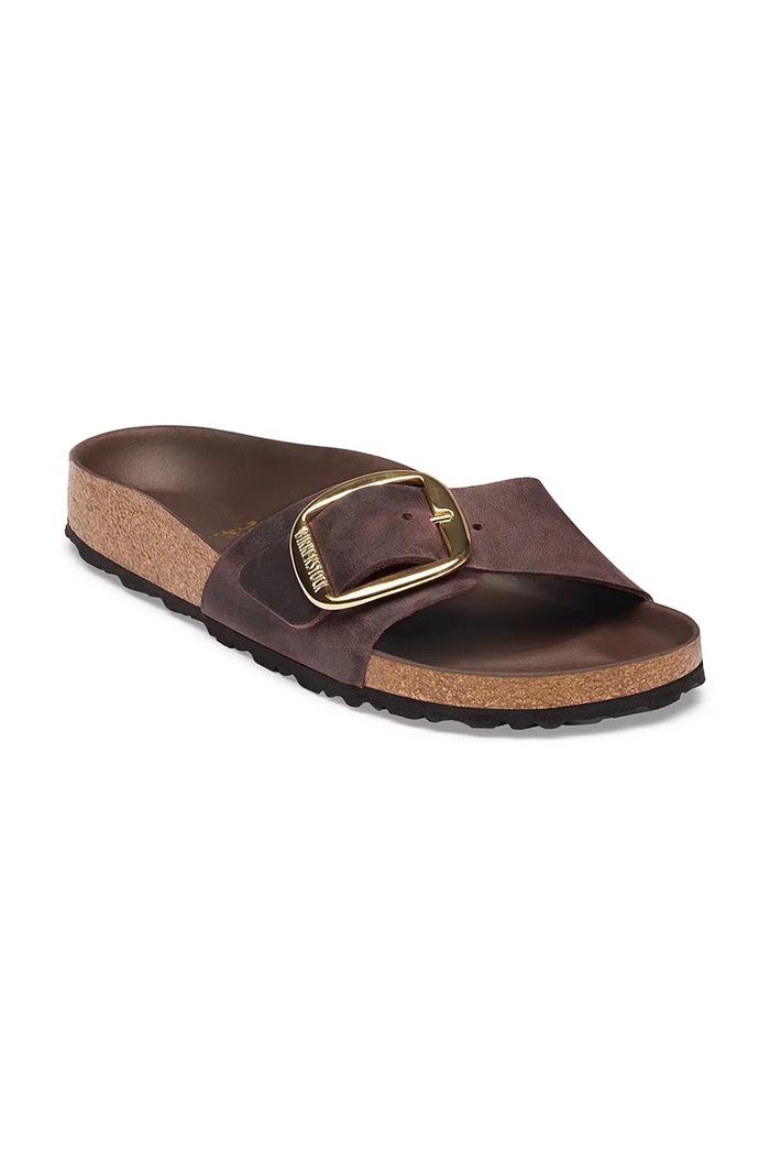 Birkenstock natikače za žene od kože Madrid Big Buckle Oiled Leather 1032914 smeđa AW26