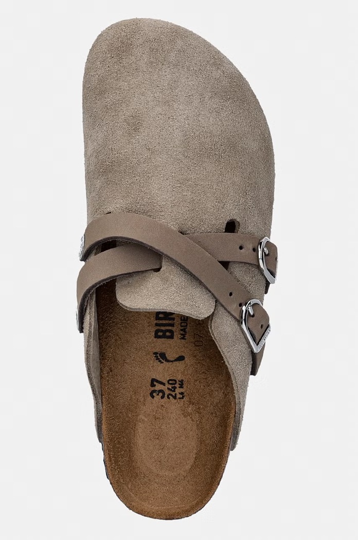 Birkenstock klapki mules damskie zamszowe Blair Suede Leather beżowy 1032905
