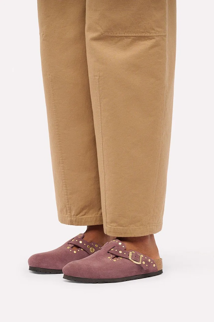 Birkenstock natikače mules za djecu od brušene kože Boston Rivets Suede Leather 1032897